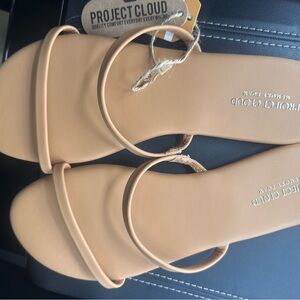 Women's Tan Strappy Slide Sandals Size 8